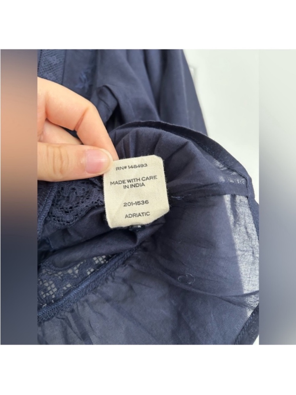 Doen Eldoris Lace Organic Cotton Blouse in Adriatic Navy Blue Small - Picture 8 of 10